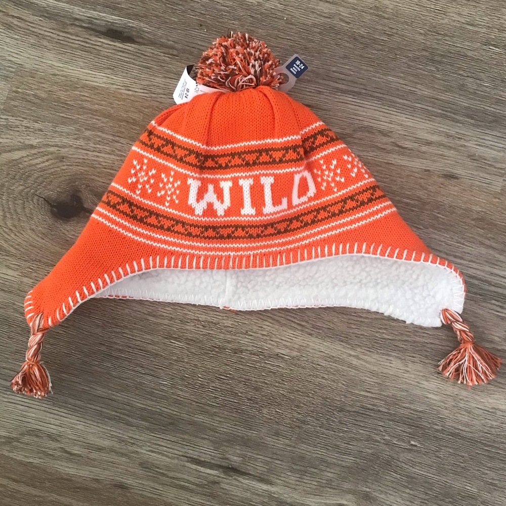 Old Navy Orange, White, and Brown Hat / Beanie Size 18-24 Months